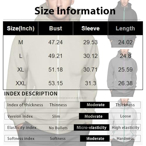 RTTUIOP Mens Lightweight Jackets Zip Up Hoodie Long Sleeve Sweatshirt Winter Fashion Zip Solid Color Coat Hooded Sweatshirt2