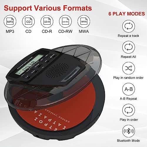 Lettore CD portatile ricaricabile con Bluetooth