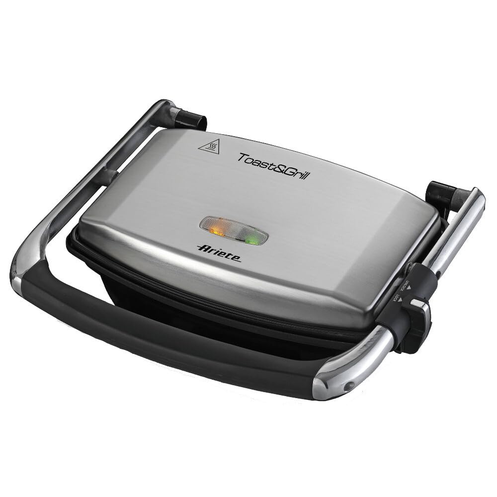 Ariete Izgara ve Tost Makinesi 1911/10 - Grill Toast Machine, 1000 Watt, Yapışmaz Çizgili Plaka