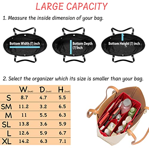 DailyPlus Purse Organizer Insert Felt Bag Organizer Handbag Organizer Insert Bag In Bag Organizer for Tote Purse Bag 14 Pockets Red Small by DailyPlus - Used condition - Image 6