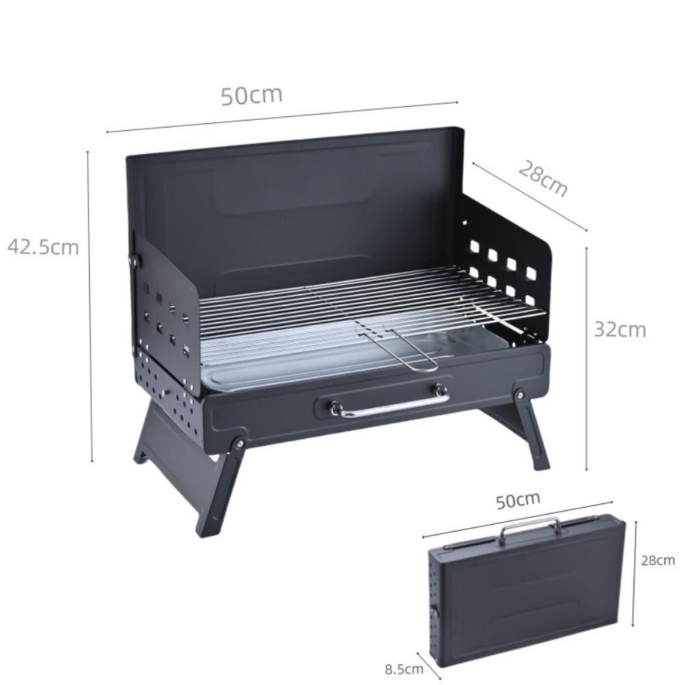 Parrilla portátil de carbón para barbacoa, estilo maleta plegable para acampar al aire libre y uso doméstico, compacta y ligera para un fácil transporte, perfecta para picnics y portón trasero