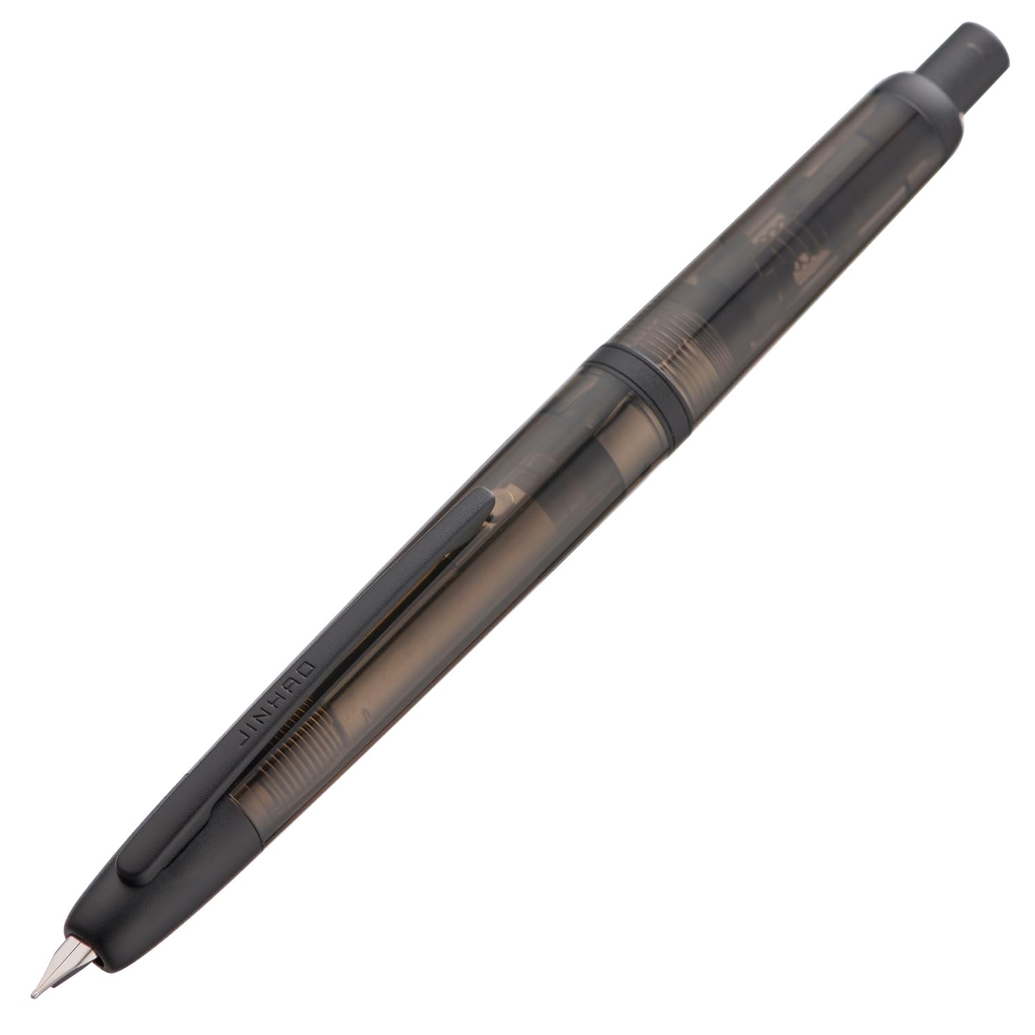Amazon | (ジンハオ) Jinhao 20プレス万年筆 透明ブラック ノック式
