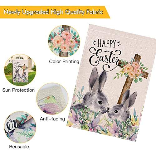 Aitsite Easter Garden Flag 12.5 X 18 Inch Vertical Double Sided,Easter Bunny Heart To Heart Holiday Easter Decor For Outdoor Farmhouse Easter Decoration #TOP2
