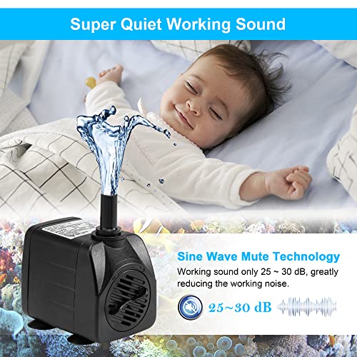 Image of DaToo 160GPH 10W Submersible Water Pump Fountain Pump Ultra Quiet For Aquariums Fish Tank Pond Fountain Statuary Water Feature Hydroponics