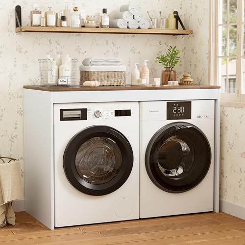 Armadio per lavatrice e asciugatrice 60x128x97CM Mobile per lavatrice e asciugatrice, Mobile Copri-Lavatrice con Ampia scrivania da lavoro,Mobile per il Bagno o Lavanderia per lavatrice e asciugatrice