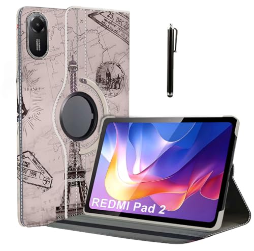 Image of ProElite Cover for Xiaomi Redmi Pad 2 11 inch Case Cover, 360 Rotatable Smart Flip Case Cover for Xiaomi Redmi Pad 2 11 inch Tablet with Stylus Pen, Eiffel