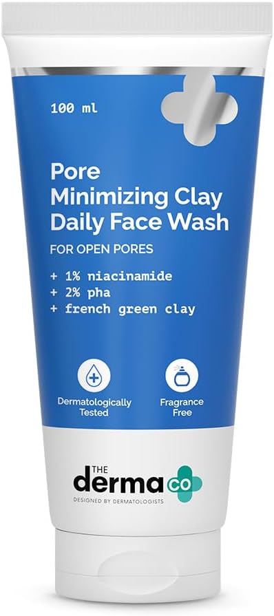 The Derma Co Pore Minimizing Clay Daily Face Wash with 1% Niacinamide & 2% PHA for Open Pores - 100 ml