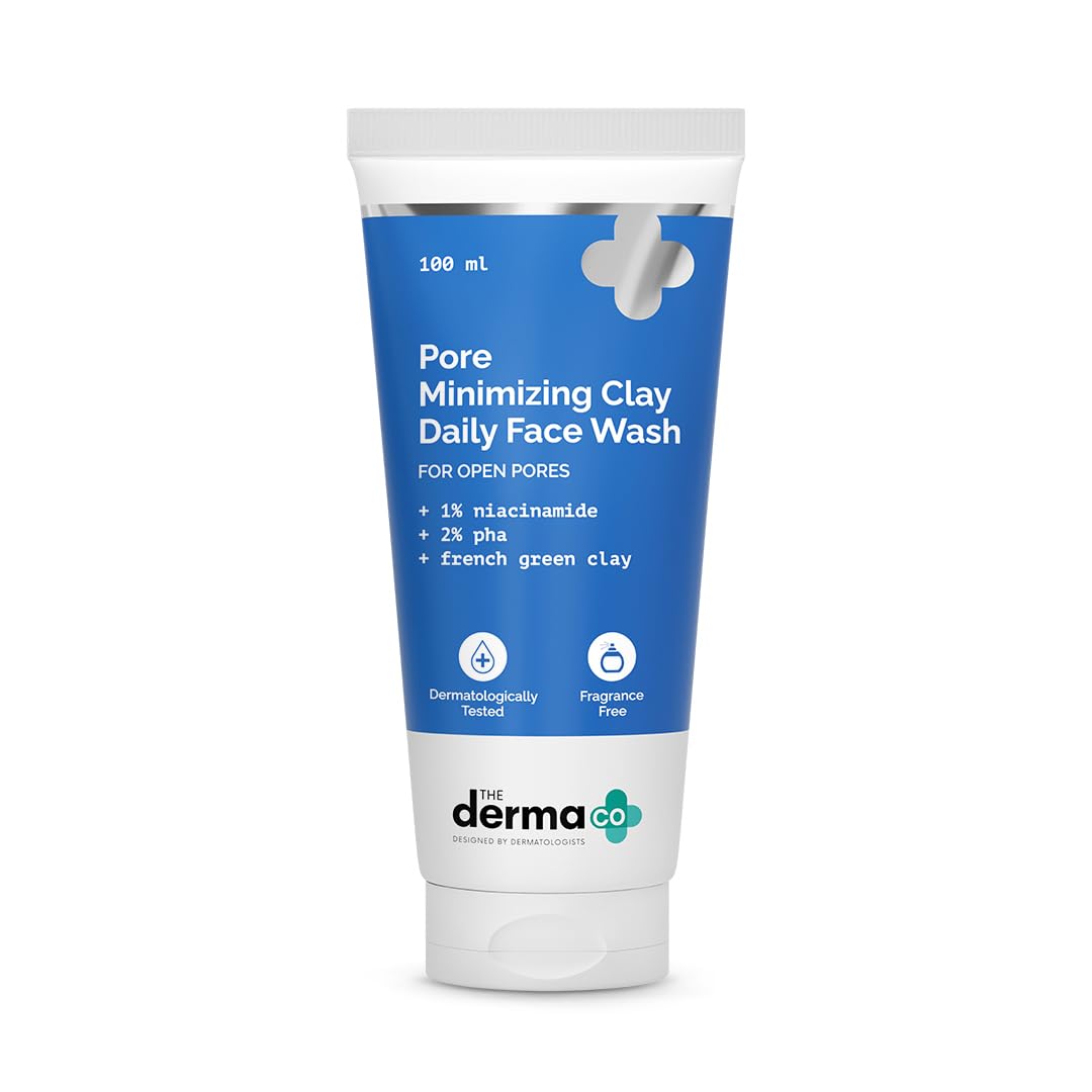 The Derma Co Pore Minimizing Clay Daily Face Wash with 1% Niacinamide & 2% PHA for Open Pores - 100 ml