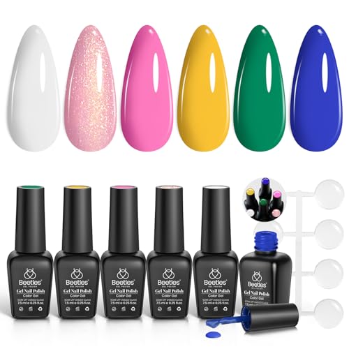 Beetles Gel Nail Polish Set 6 Colors White Pink Blue ...
