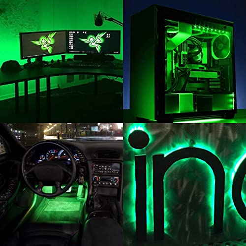 Image of DC 5V USB COB Green LED Strip Light Dimmable IP65 Waterproof 6.6ft /2M | USB Powered 640LEDs with Dimmer High Brightness Flexible LED Tape Lights