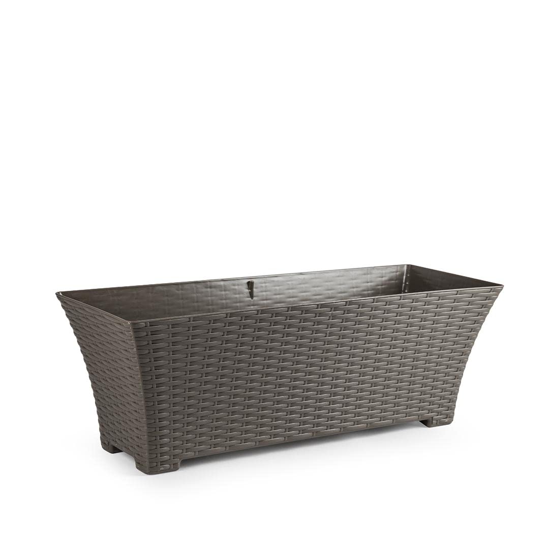 Muddy Hands Long Rattan Trough Plant Pot Outdoor Garden Flower Herb Plastic Planter Window Box (Light Brown, 60cm)