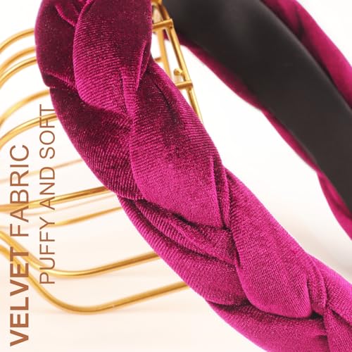 Image of DRESHOW Braided Headbands for Women Velvet Hair Hoop Elastic Criss Cross Hair Bands Accessories