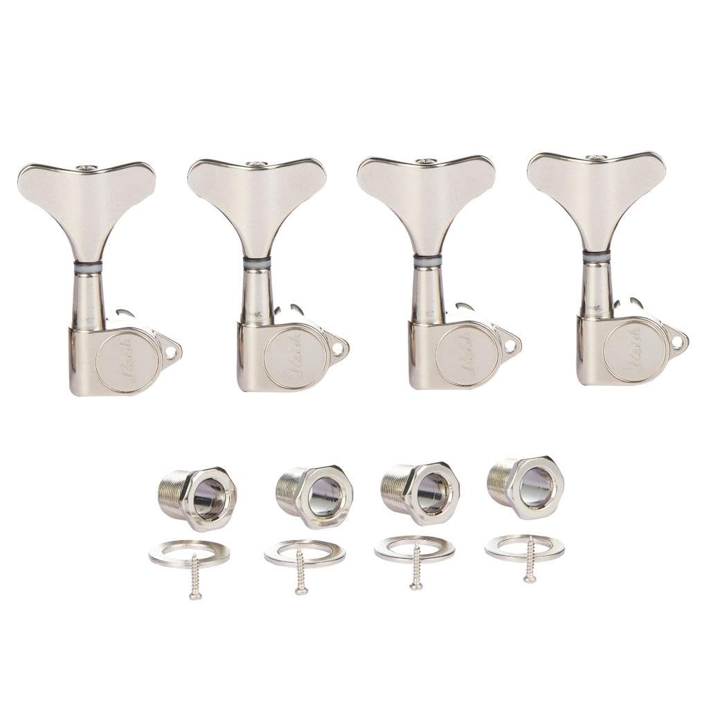 4 String 18:1 Sealed Bass Tuners Bass Guitar Tuning Keys Pegs Bass Tuning Machines Compatible with Ibanez/Yamaha Style Acoustic/Electric Bass Nickel 4R