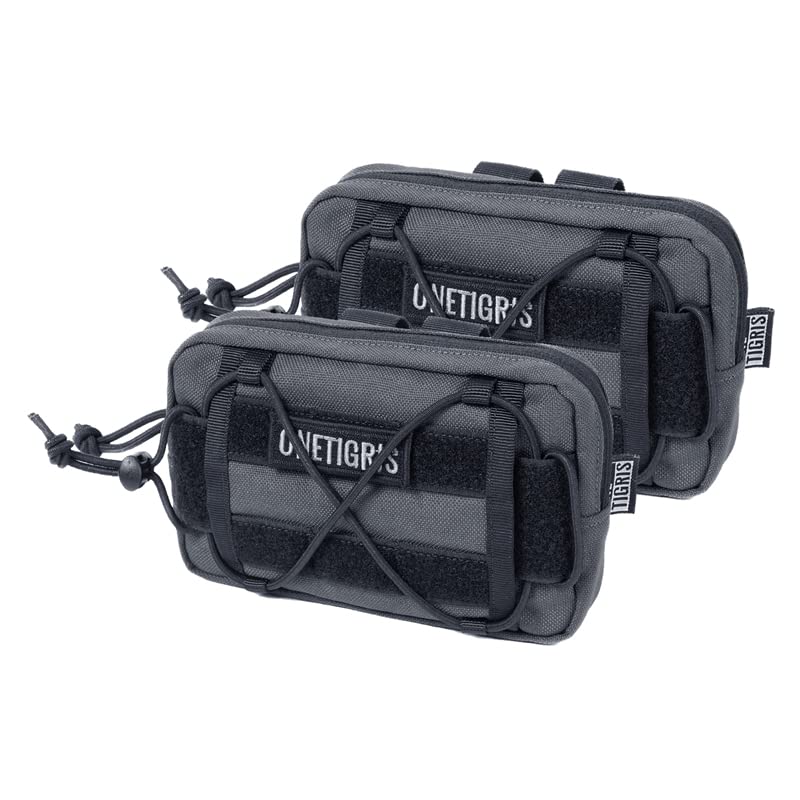 OneTigris EDC Futterbeutel für Hunde, Pouch Zusatztasche für Hunderucksack MOLLE Futterbeutel Hundetraining Geeignet für Hundegeschirren (2 Stück - Grau)
