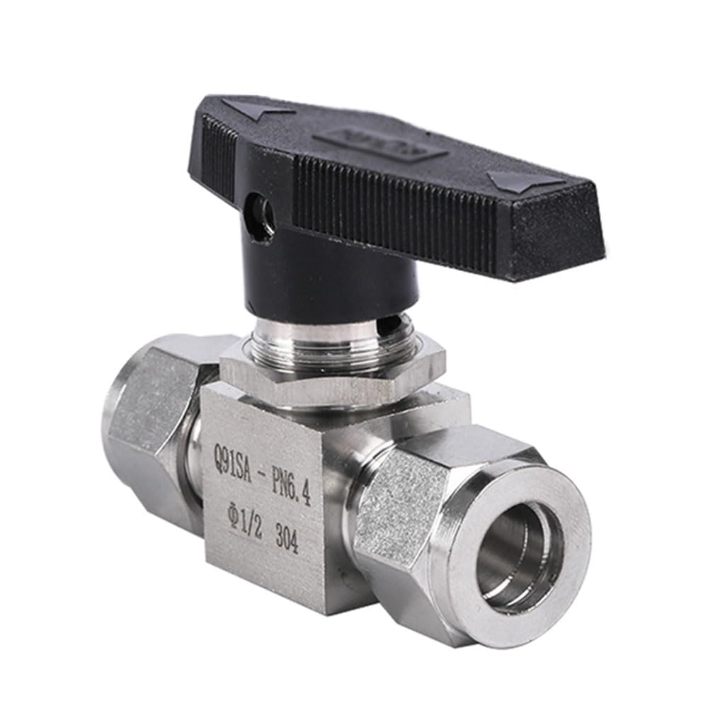 OAMSCEYKW ball valve 1pcs Stainless Steel Double Ferrule Ball Valve 3mm 4mm 6mm 8mm 10mm 12mm 14mm Stainless Steel 304 Clip-on Ball Valve(12mm)