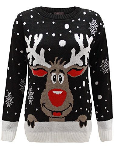 Photo de Envy Boutique - Men's Unisex Sweatshirt Snowflake Rodolphe Noël - Black, M