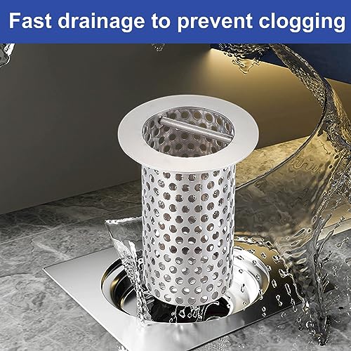 Image of 3 inch Commercial Floor Drain Strainer, 6'' High, Thick Perforated 316 Stainless Steel and Finely Polished Drain Basket for Restaurant /Factory /Kitchen
