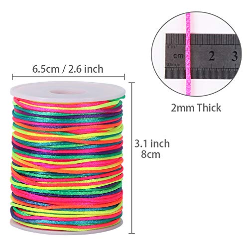 Image of Tenn Well Satin Rattail Cord, 295 Feet 2mm Colorful Nylon String for Macrame Bracelets, Necklaces, Jewelry Making, Beading, Arts and Crafts, String Games