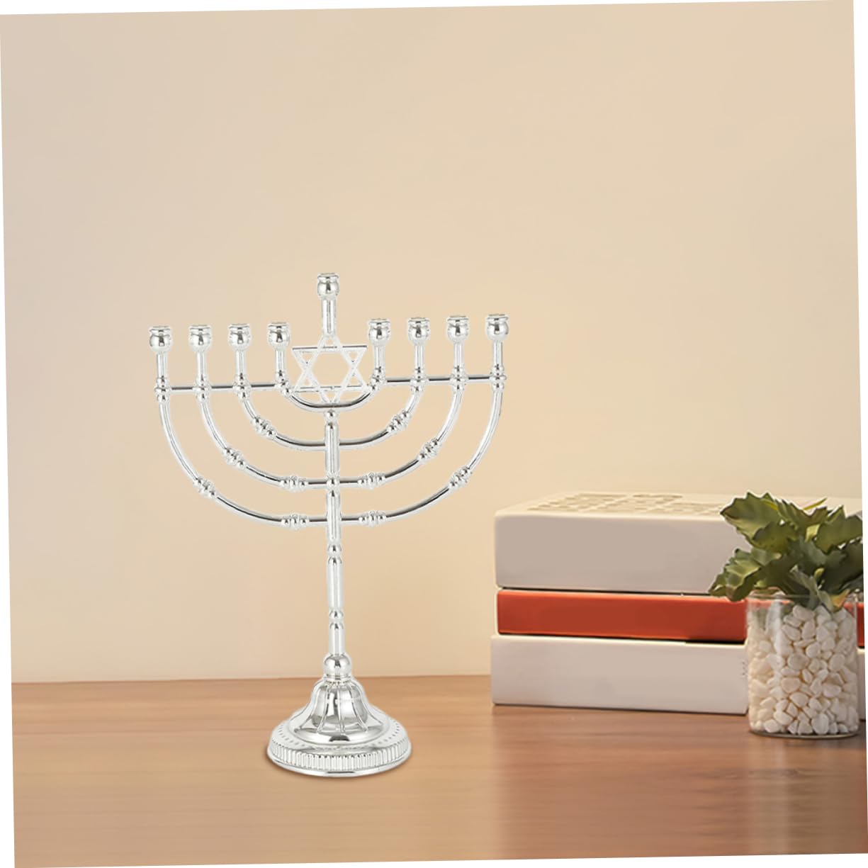 Candelabro Judío Vintage de Aleación de Zinc Plata 9 Orificios | Resistente al Desgaste, Fácil de Limpiar y Mantener, para Bodas y Oraciones