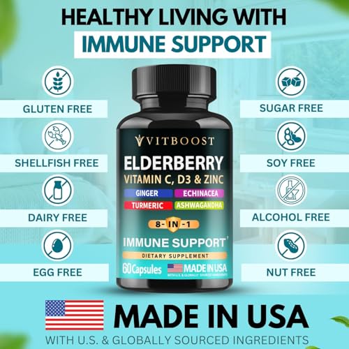 Image of Immune Support Supplement 8 in 1 with Vitamin D 5000 IU - 2 Pk 60 CT Each