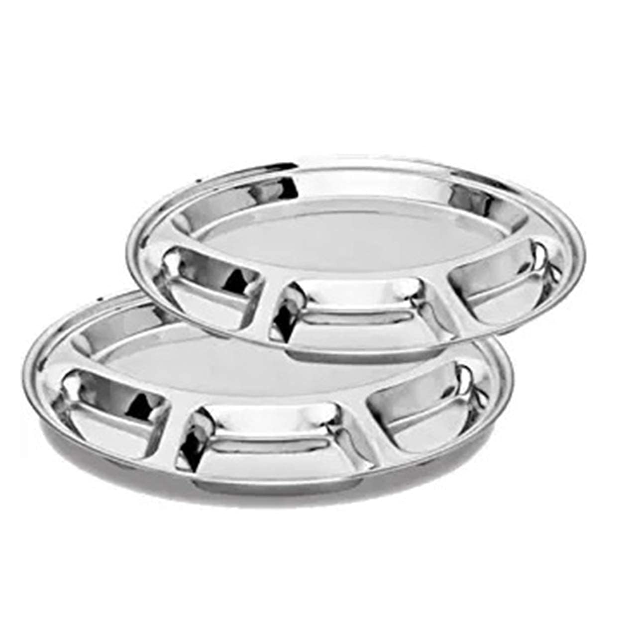 WhopperIndia Assiette à Dîner Ronde En Acier Inoxydable à 4 Compartiments Thali, Enfant, Enfants, Assiette Pour Tout-petits, 31,75 Cm