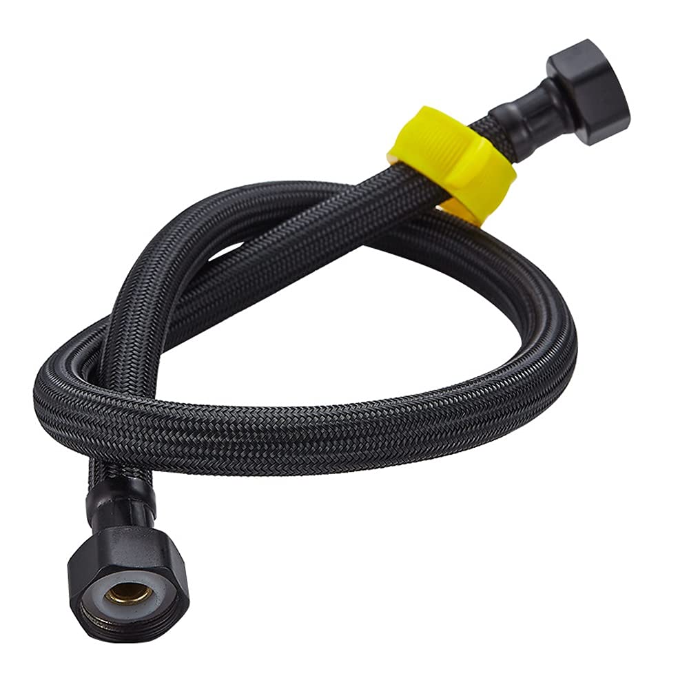ALYHYB Par de 1/2 "x 1/2" BSP (20-150cm) Cuenca de Cocina Monobloc Mezclador Tubo de capuchón Tubo de Manguera Negro 304 Acero Inoxidable Metal Trenzado Espesado Agua de Agua fría y Caliente Manguera