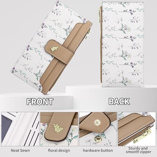 Wallet Women Slim Wallets for Women with RFID Cute Thin Brown Women's Wallet Kawaii Flower Womens Ladies Card Holder Wallets2