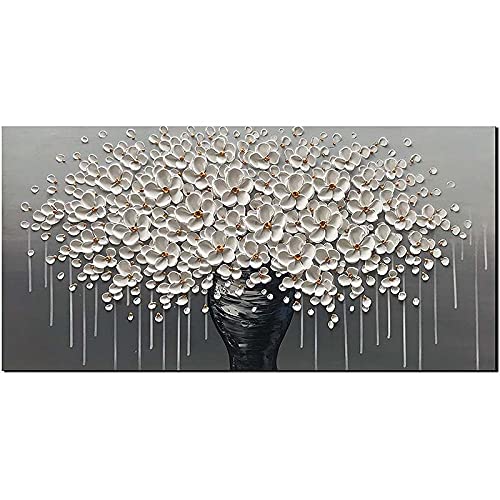 Kit diamond painting complet fleurs blanches, cadeau déco idéal
