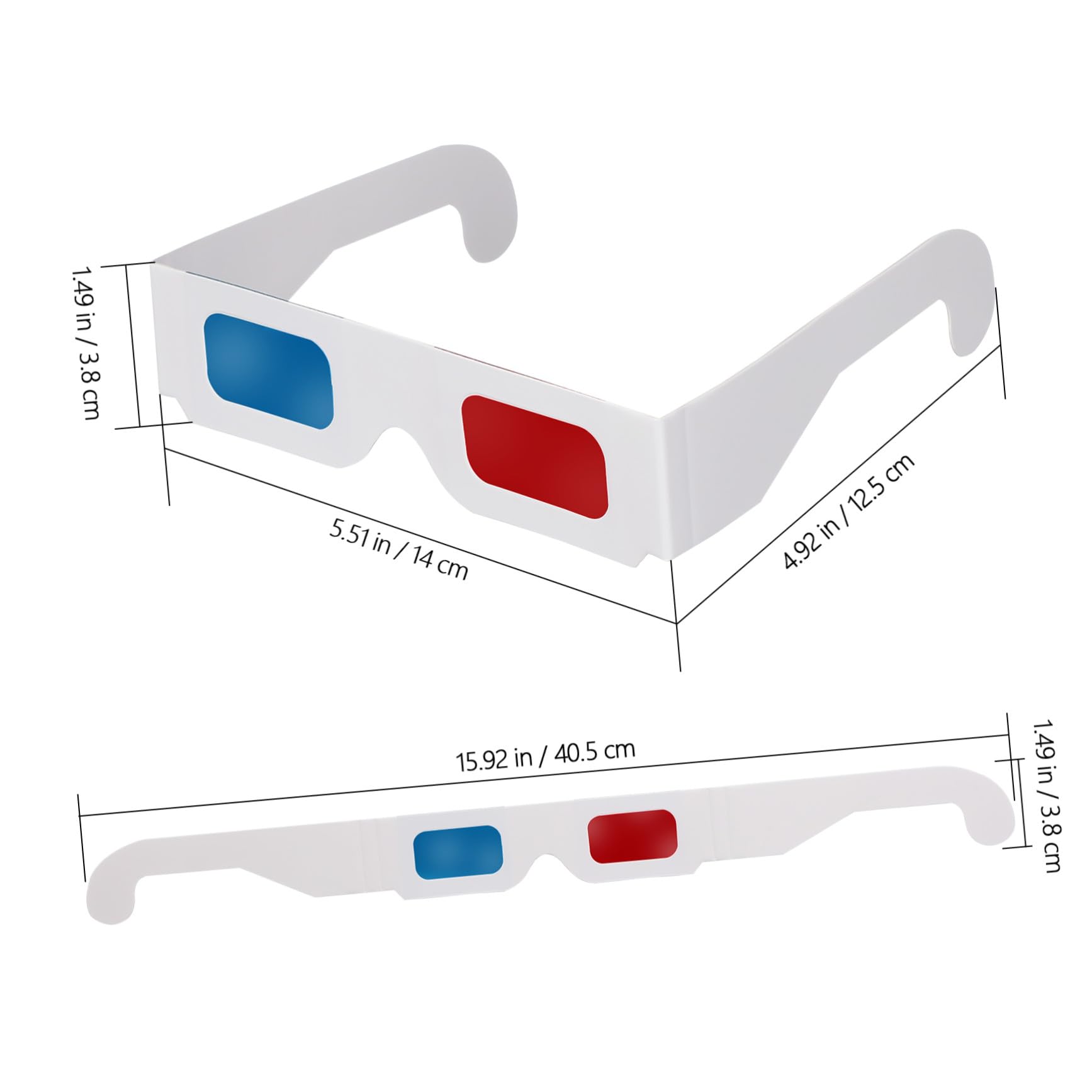 DOITOOL Occhiali Anaglifi 3d in Cartone Bianco, 100 Pezzi, Leggeri, per Cinema e Film Esperienza Visiva Spettacolare per Adulti e Ragazzo Ragazza