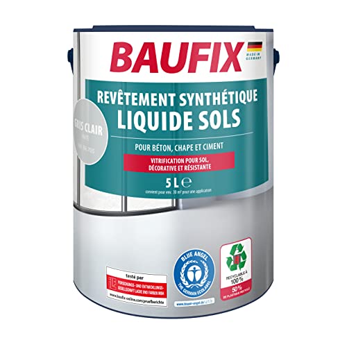 Baufix Revêtement synthétique liquide Sols gris clair, mate, 5 litres, Peinture sol & béton, Peinture respirante pour intérieur et extérieur, pour...