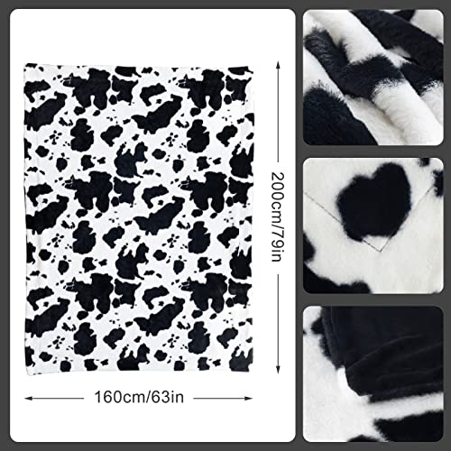 Paper Jazz Cartoon Cow Print Blanket, Soft Flannel Blanket Fleece Cute Cow Throw Blanket Lightweight Sofa Bed Travel Blankets For Baby Kids Adults Girls Boys Teens Gift (Black Cow, 63X79Inch) #TOP1