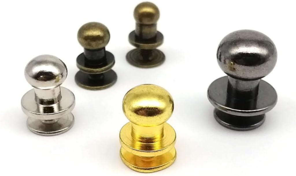 Rivets,Chicago Screws, Solid Brass Copper Round Ball Head Leather Bag Purse Wallet Belt Strap Screw Back Post(Silver,10mm)
