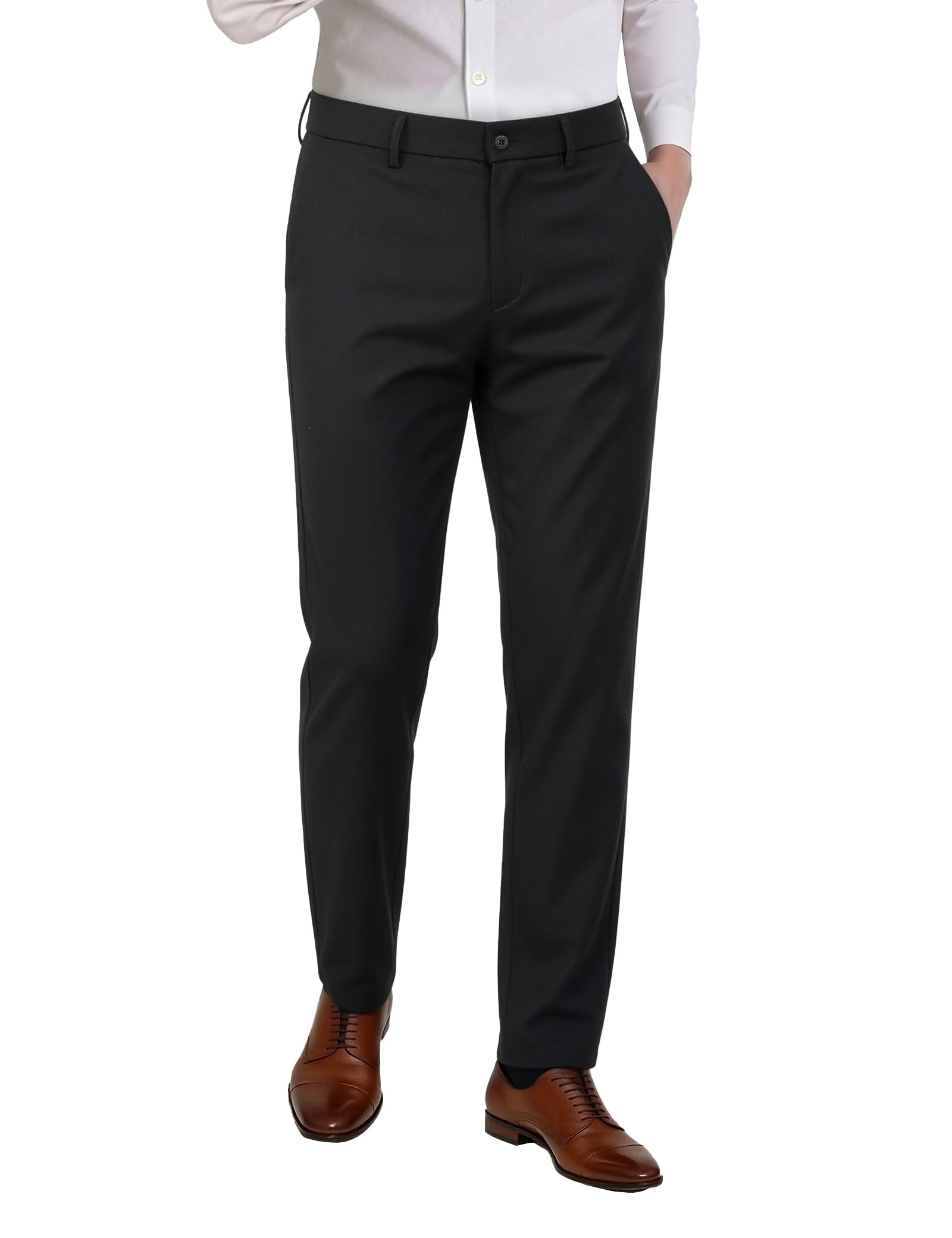 Plaid&Plain Men’s Slim Fit Dress Pants Stretch Dress Pants