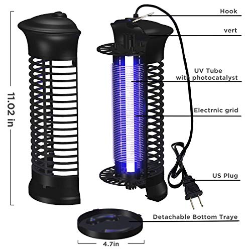Huntingood Bug Zapper,Powerful Insect Killer,Mosquito Zapper,Portable Standing Or Hanging For Indoor,365Nm Uv Lamp,Chemical Free,Child Safe-Spare Bulb Included 2023 Upgraded #TOP5