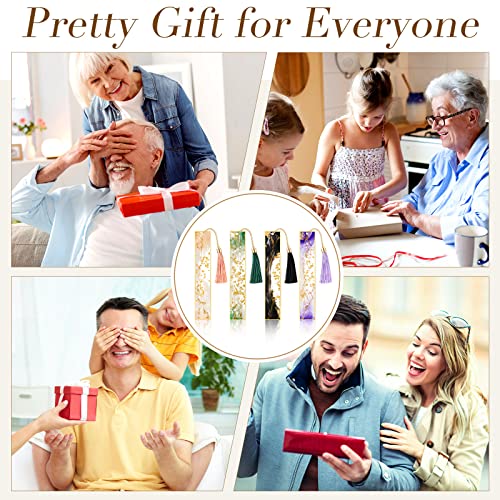 4 Pieces Resin Bookmarks Handmade Resin Bookmarks With Tassels Bookmark Presents For Women Kids Students Teachers And Book Lovers #TOP6