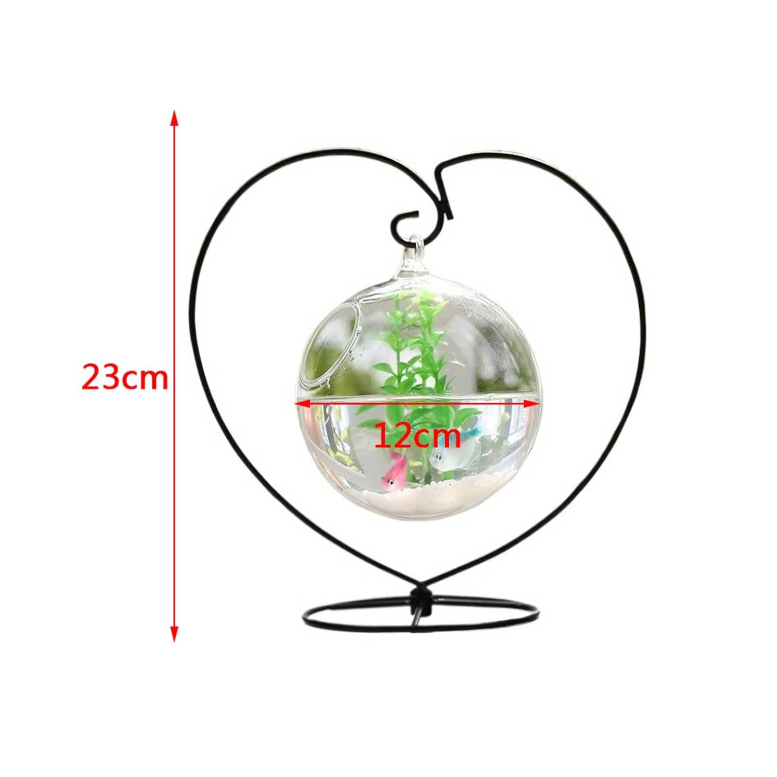 Petit aquarium suspendu avec cadre en métal unique en forme de cœur - Décoration de bureau