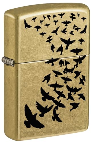 Encendedor Zippo Black Birds Flying Street Brass miniatura 1
