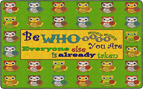 Flagship Carpets Be Whoooo You Are Educational Area Rug for Classroom, Play Area Mat, Home Learning or Kids Room Carpet, 7'6