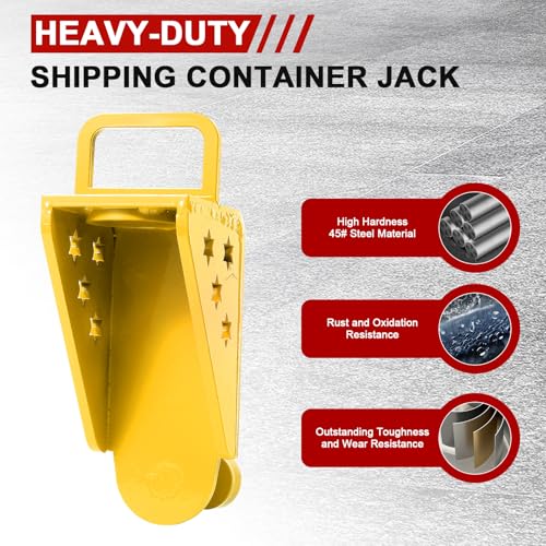 Image of 2025 New Upgraded Shipping Container Jack Lug - Heavy-Duty Storage Container Leveler Booster with Portable U-Handle and Limiter, Suitable for Container Houses and Shipping Containers, Yellow