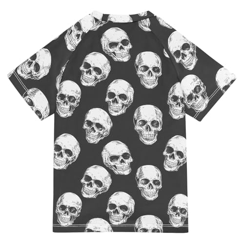 ALAZA Kids Rash Guard Girls Boys Toddler Swim Shirts Short Sleeve Skeleton UPF 50+ 3T2