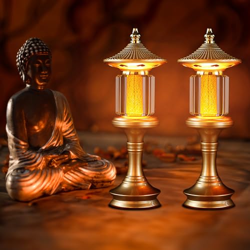 Image of Lotus Flower Lamp Palace Crystal 7 Color LED Buddhist Meditation (10in) | Soft Lighting;Multi-scene Decor;Alloy Glass;Dual Function;Zen Symbol