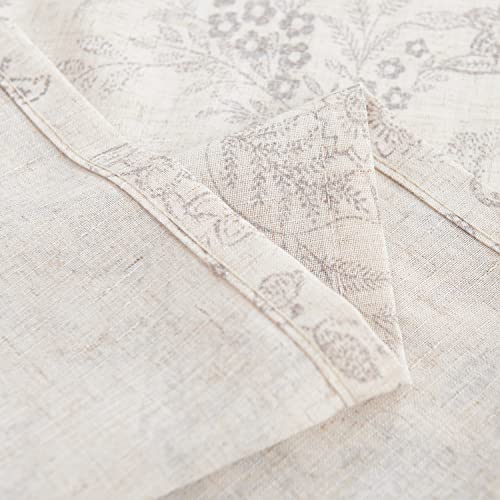 TOPICK Grey Floral Linen Blend Kitchen Curtains 36 Inch Drop Small Cafe Curtains Light Filtering Curtain Tiers for Bathroom Sink Rod Pocket 2 Panels - Image 3