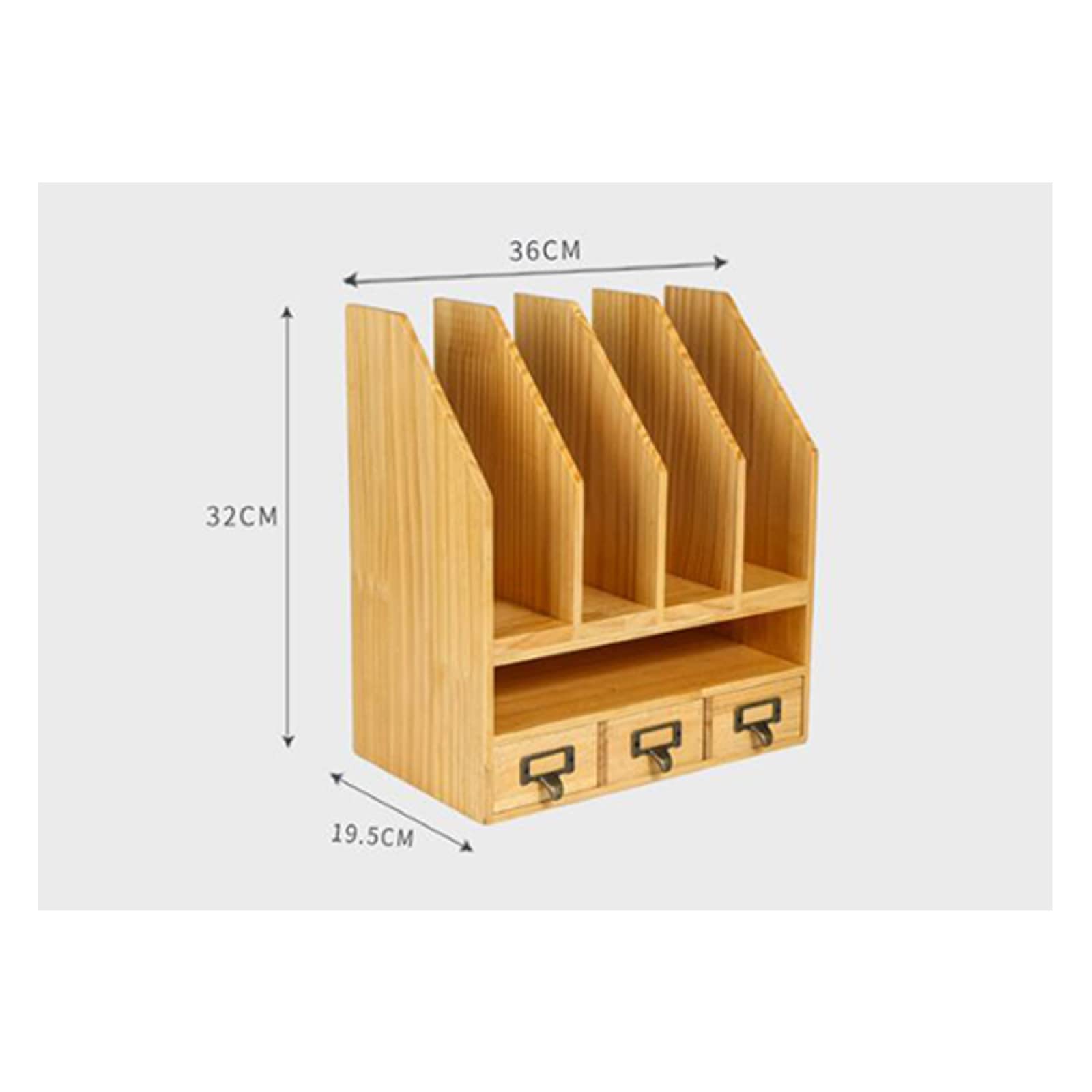 Scrivania in legno con scaffale multi strato per archiviazione file e desktop manager