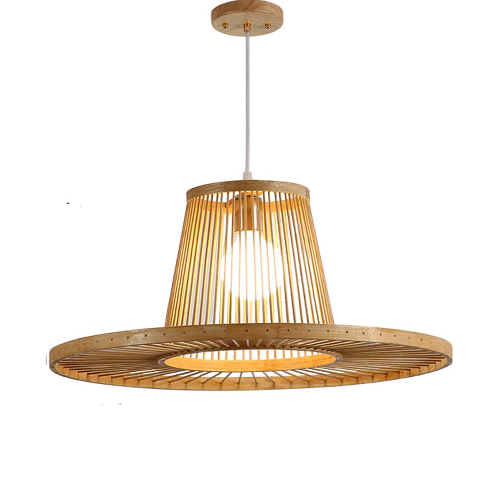 Pendentif lumière E27 bambou suspension rétro ajustable