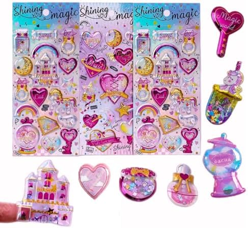 FunBlast Kawaii Stickers Set – Set of 3 Glitter Stickers for Kids, 3D ...