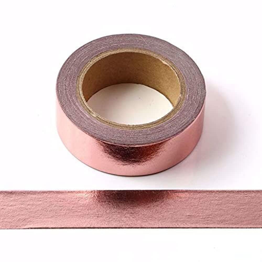 Washi Tape de lámina sólida 15 mm x 10 m, cinta adhesiva decorativa autoadhesiva para manualidades, scrapbooking, tarjetas(Rose gold)