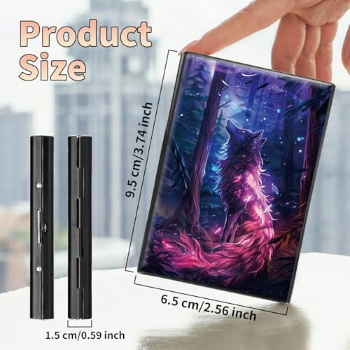 Slim Credit Card Holder, Magic Wolfs RFID Blocking Metal Wallet for Men & Women, Aluminum Minimalist Hard Case Pocket-Sized Business Cards Organizer (Fits Up to 10 Cards)2