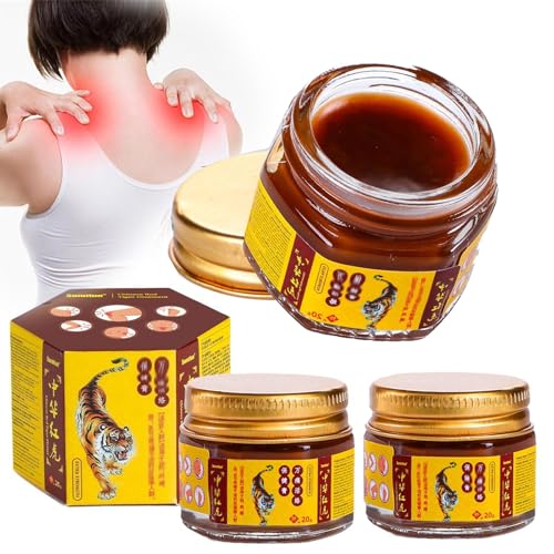 3 uds. * 20 g de crema china de tigre rojo,alivio temporal de dolores y molestias musculares menores, crema para masajes para aliviar el dolor, para brazo, cintura, espalda