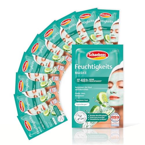 Schaebens Feuchtigkeits Maske, Sofort-Effekt, erhöht die Hautfeuchtigkeit mit Aloe Vera, 10 sachets 2x5 ml