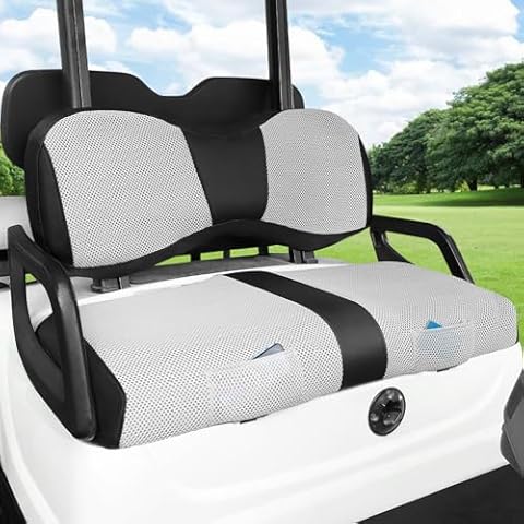 iLSKW Golf Cart Seat Covers for YAMAHA G29 Seat Cover OEM Front, Breathable Fabric and Leather Front Seat Cover Like Gloves, Full Wrap-Around Design of YAMAHA G29 Golf Cart Front Seat Cover Cover